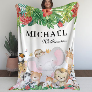 Blanket for Kids with Lovely Jungle Animals 