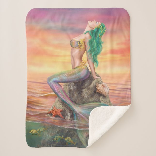 Blanket Mermaid. At sunset. (Front)