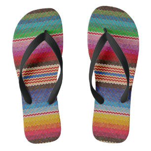 Blanket Stripes Ethnic Mexican Fabric Pattern Jandals
