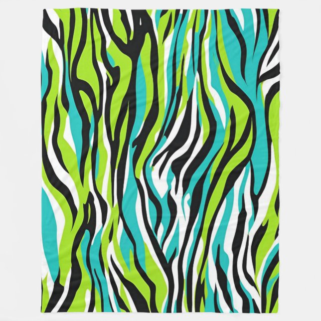 Blanket Teal And Green Zebra Stripes Animal Print (Front)