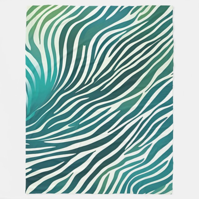 Blanket Teal Green Zebra Stripes Animal Print  (Front)