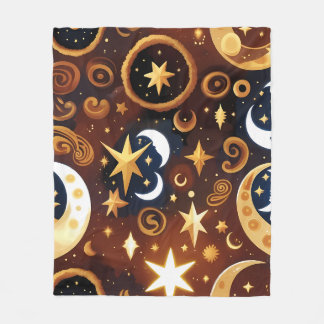 Blankets – Golden Ochre Celestial Moon Pattern