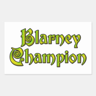 Blarney Champion white rectangle stickers