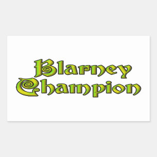 Blarney Champion white rectangle stickers