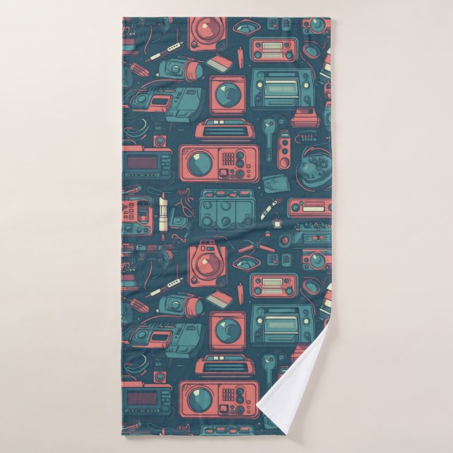 Blast From the Past: 80's Tech Bath Towel (Bath Towel)