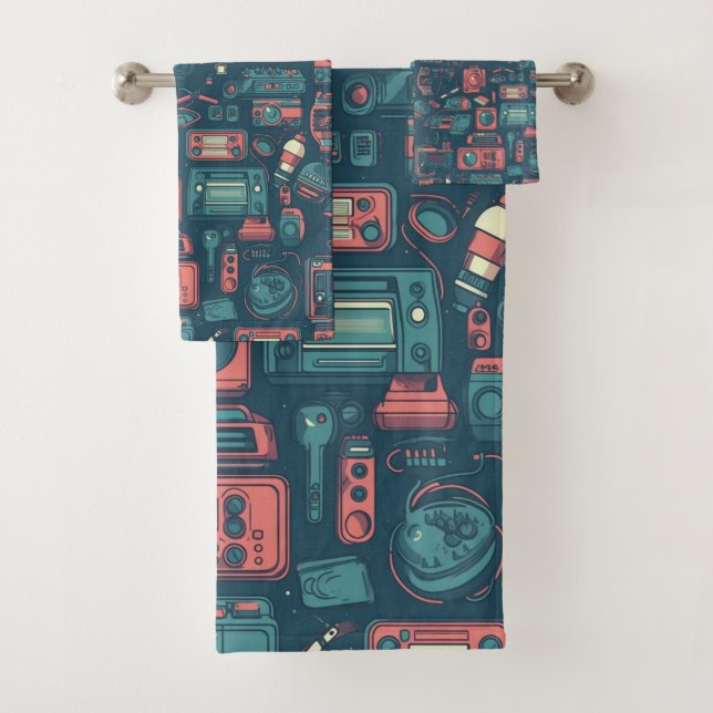 Blast From the Past: 80's Tech Bath Towel Set (Insitu)