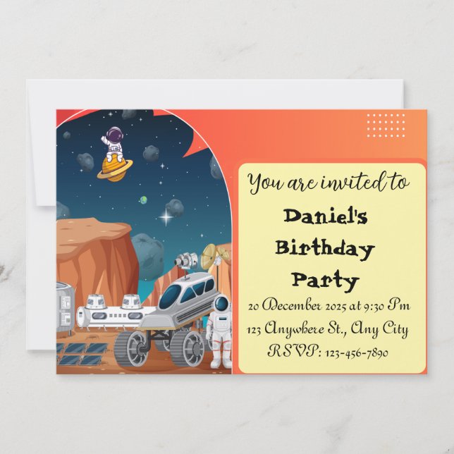 Blast Off Birthday Invitation | Outer Space Party  (Front)