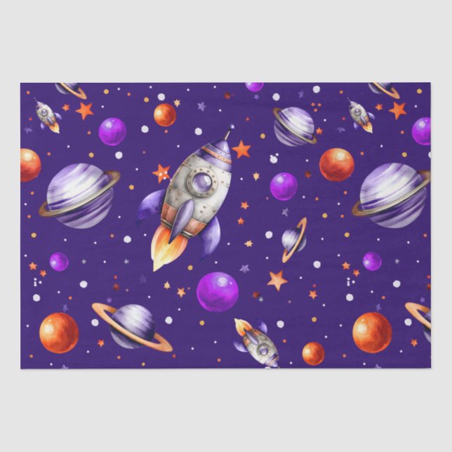 Blast-Off Birthday Party Tissue Paper (Front)