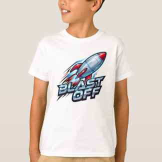 Blast Off Chrome Space Rocket T-Shirt