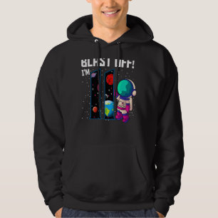 Blast Off I'm 11 Birthday Astronaut 11th Space Par Hoodie