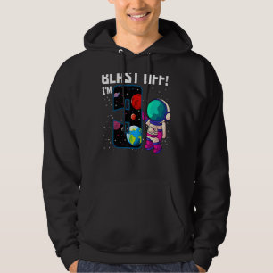Blast Off I'm 3 Birthday Astronaut 3rd Space Party Hoodie