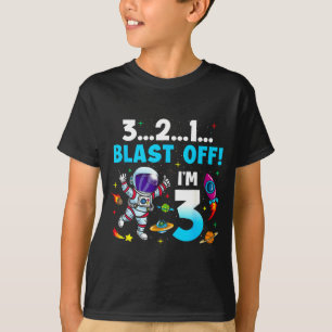 Blast Off I'm 3 Years Old 3rd Birthday Spaceship A T-Shirt