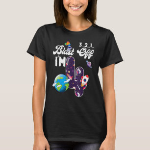 Blast Off I'm 4 Years Old Birthday Outer Space Sci T-Shirt
