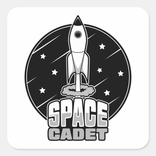 Blast off in style with our Retro Rocket Square Sticker (Front)