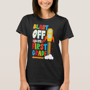 Blast Off Into 1st Grade First Day Of School Kids T-Shirt