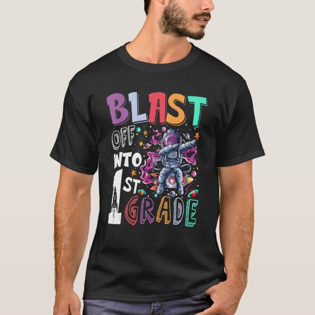 Blast Off Into 1st Grade Kid Rocket First Day Of S T-Shirt (Front)