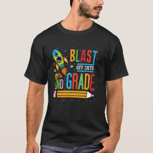 Blast Off Into 2nd Grade Back To School Rocket Tee