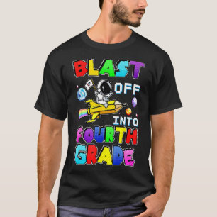 Blast Off Into Fourth Grade Astronaut Gamer Space T-Shirt