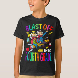 Blast Off Into Fourth Grade Rocket Back To School  T-Shirt