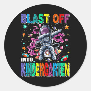 Blast Off Into Kindergarten Rocket Back To School Classic Round Sticker