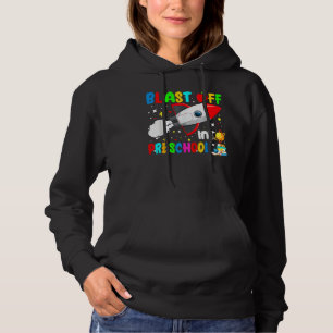 Blast Off Into Preschool Rocket Outer Space Back T Hoodie