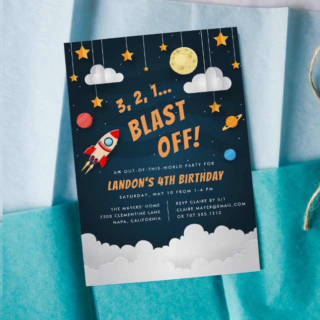 Blast Off | Outer Space Birthday Party Invitation (Creator Uploaded)