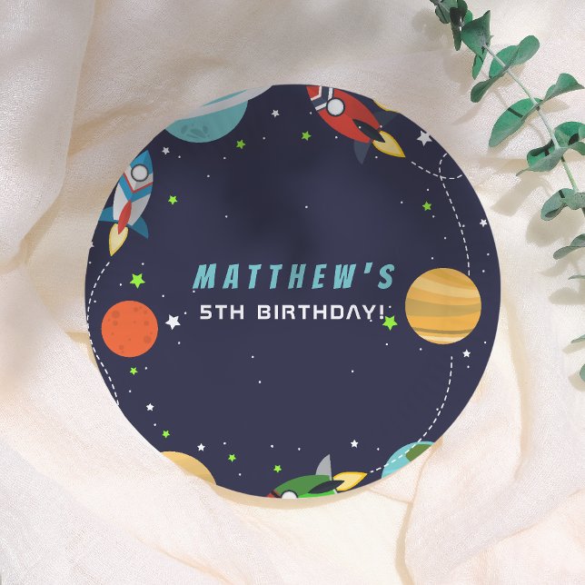 Blast Off! Outer Space Birthday Party Paper Plate (Creator Uploaded)