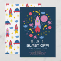 Blast Off! Outer Space Rocket Boy Birthday