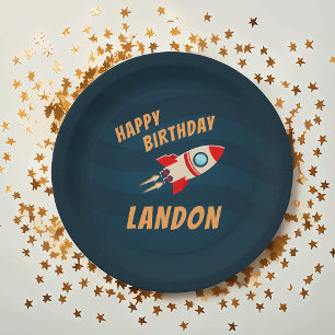 Blast Off   Personalised Space Birthday Party Paper Plate