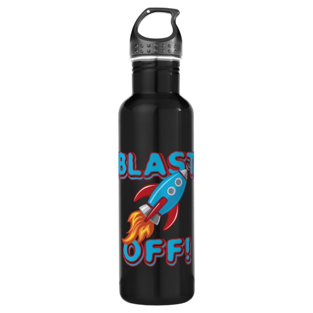 Blast Off Rocket Ship 710 Ml Water Bottle (Front)