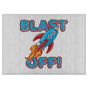 Blast Off Rocket Ship Cutting Board