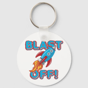 Blast Off Rocket Ship Key Ring