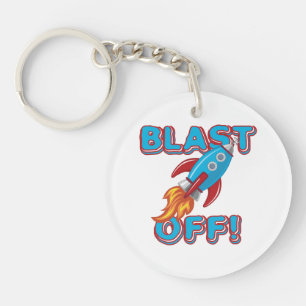 Blast Off Rocket Ship Key Ring