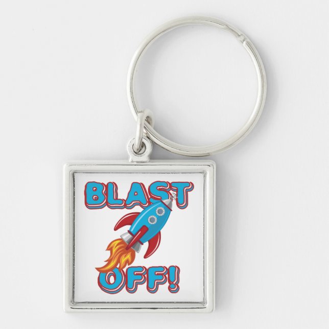 Blast Off Rocket Ship Key Ring (Front)