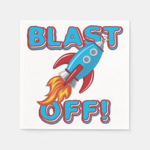 Blast Off Rocket Ship Napkin