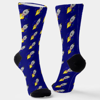 Blast Off! Rocket Ship Socks
