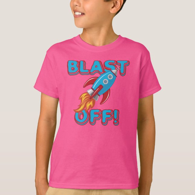 Blast Off Rocket Ship T-Shirt (Front)