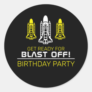 Blast Off! Space Shuttles, Birthday Classic Round Sticker