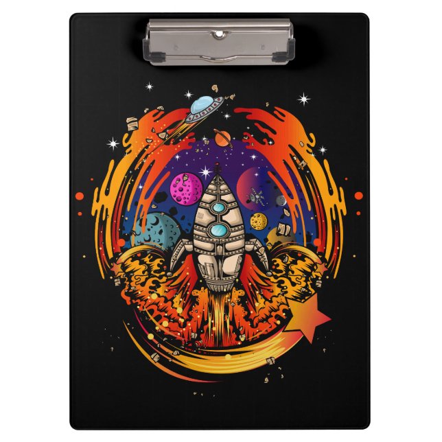 Blast Off Spaceship Clipboard (Front)