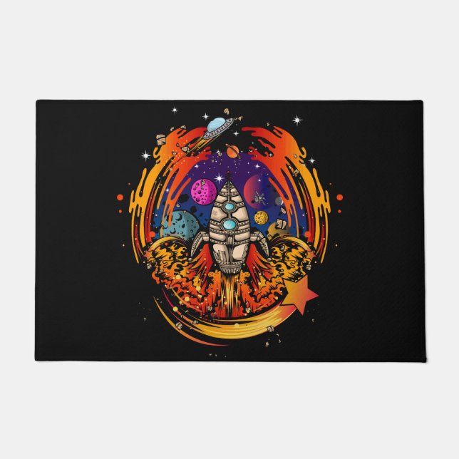 Blast Off Spaceship Doormat (Front)