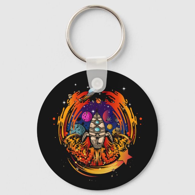 Blast Off Spaceship Key Ring (Front)