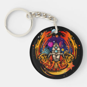 Blast Off Spaceship Key Ring