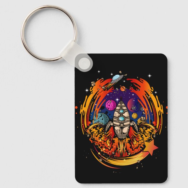 Blast Off Spaceship Key Ring (Front)