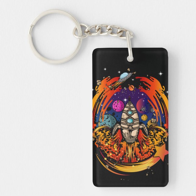 Blast Off Spaceship Key Ring (Front)