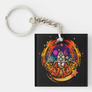 Blast Off Spaceship Key Ring