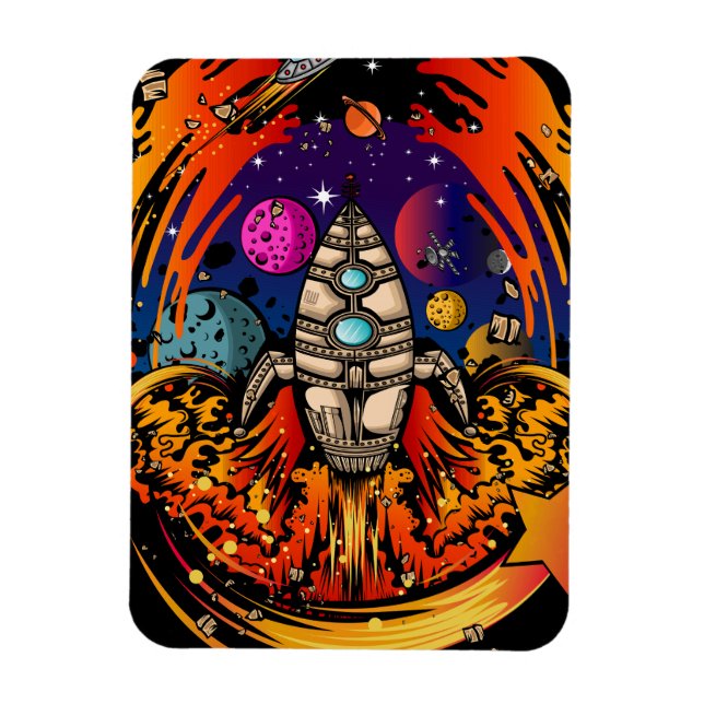 Blast Off Spaceship Magnet (Vertical)