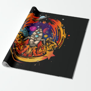 Blast Off Spaceship Wrapping Paper