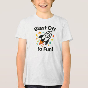 Blast Off to Fun Bold Space Graphic Tri-Blend Shirt