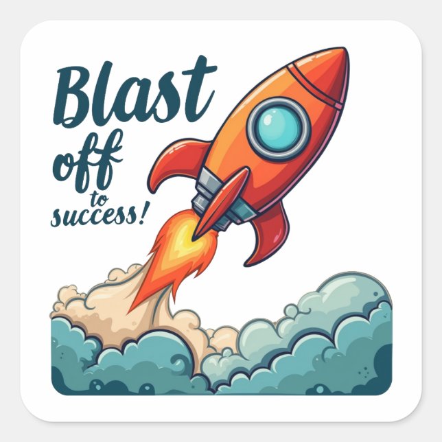 Blast Off To Success – Ignite Your Ambition Square Sticker (Front)