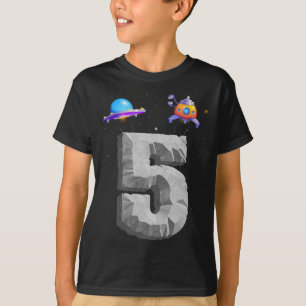 Blasting Into Outer Space 5 Year Old 5th Birthday T-Shirt